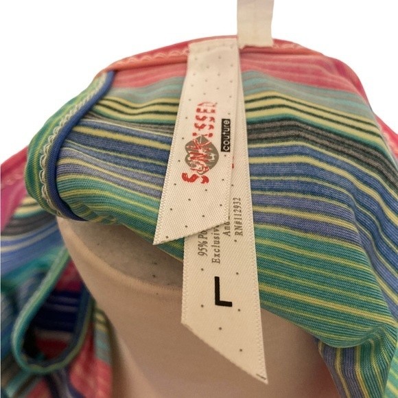 Sunkissed vertical striped, half sleeve, V-neck multicolored maxi dress. - Picture 4 of 4